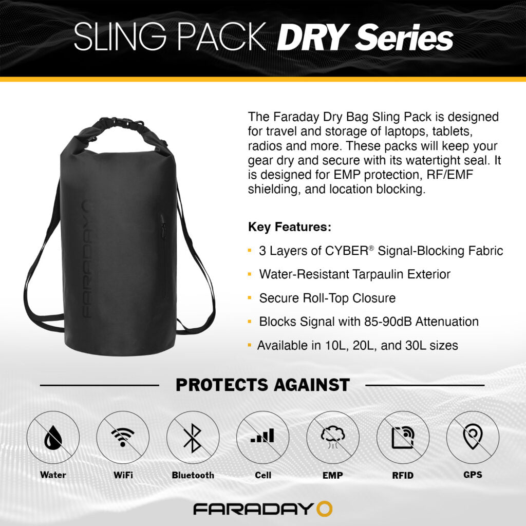 Faraday Dry Bag Sling Pack – Stealth Black
