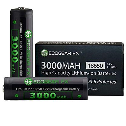 18650 PCB 3000mAh Lithium-ion Button-Top Flashlight Batteries [2-Pack]