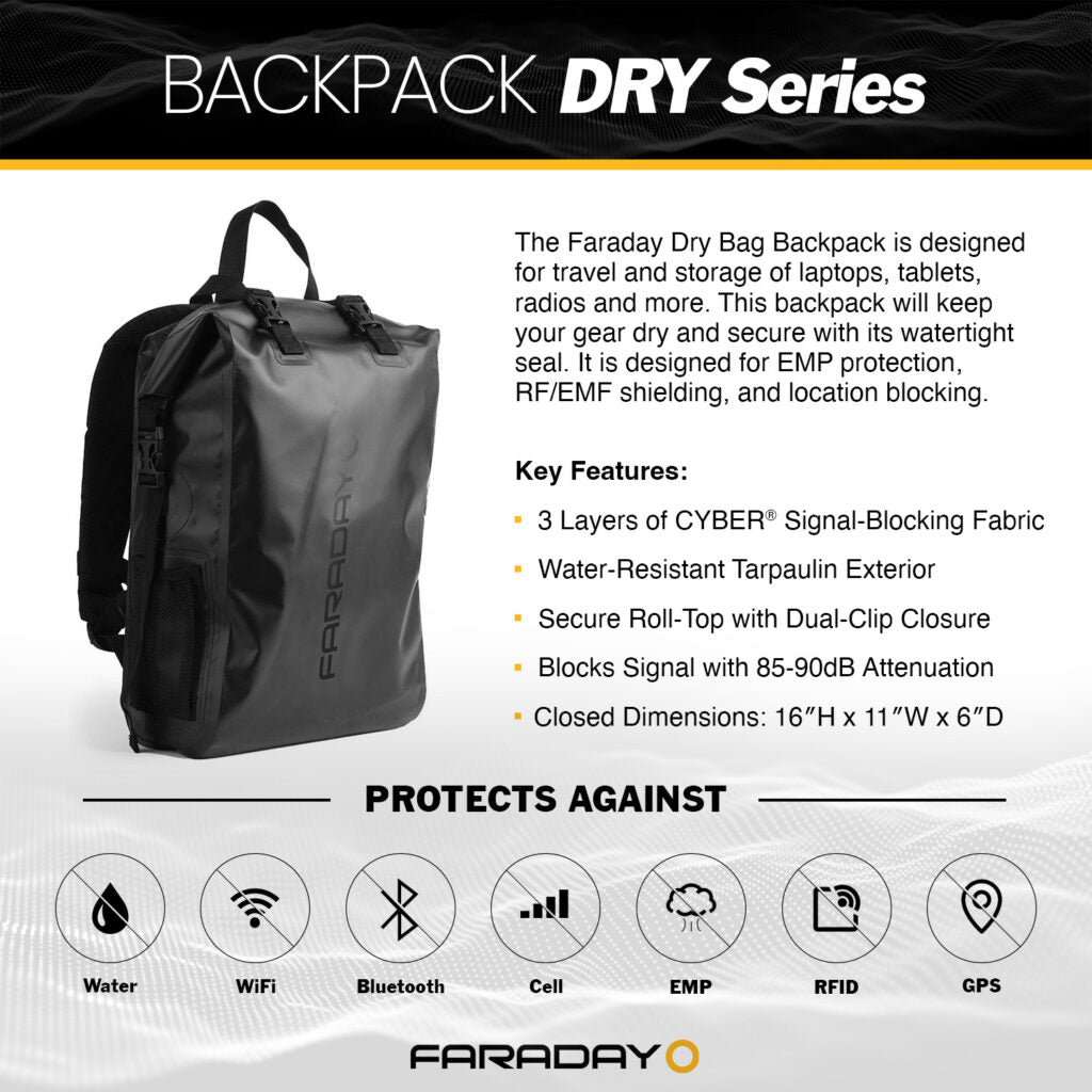 Faraday Dry Bag Backpack – Stealth Black