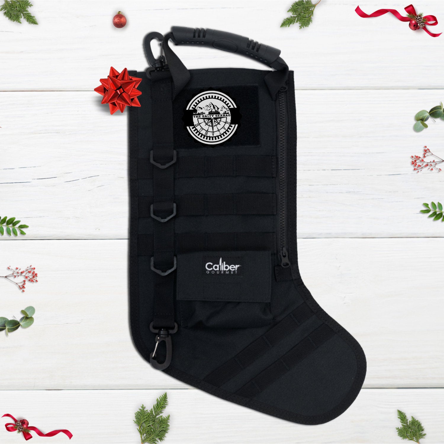 Black rugged rustic Christmas stocking  salty seabag