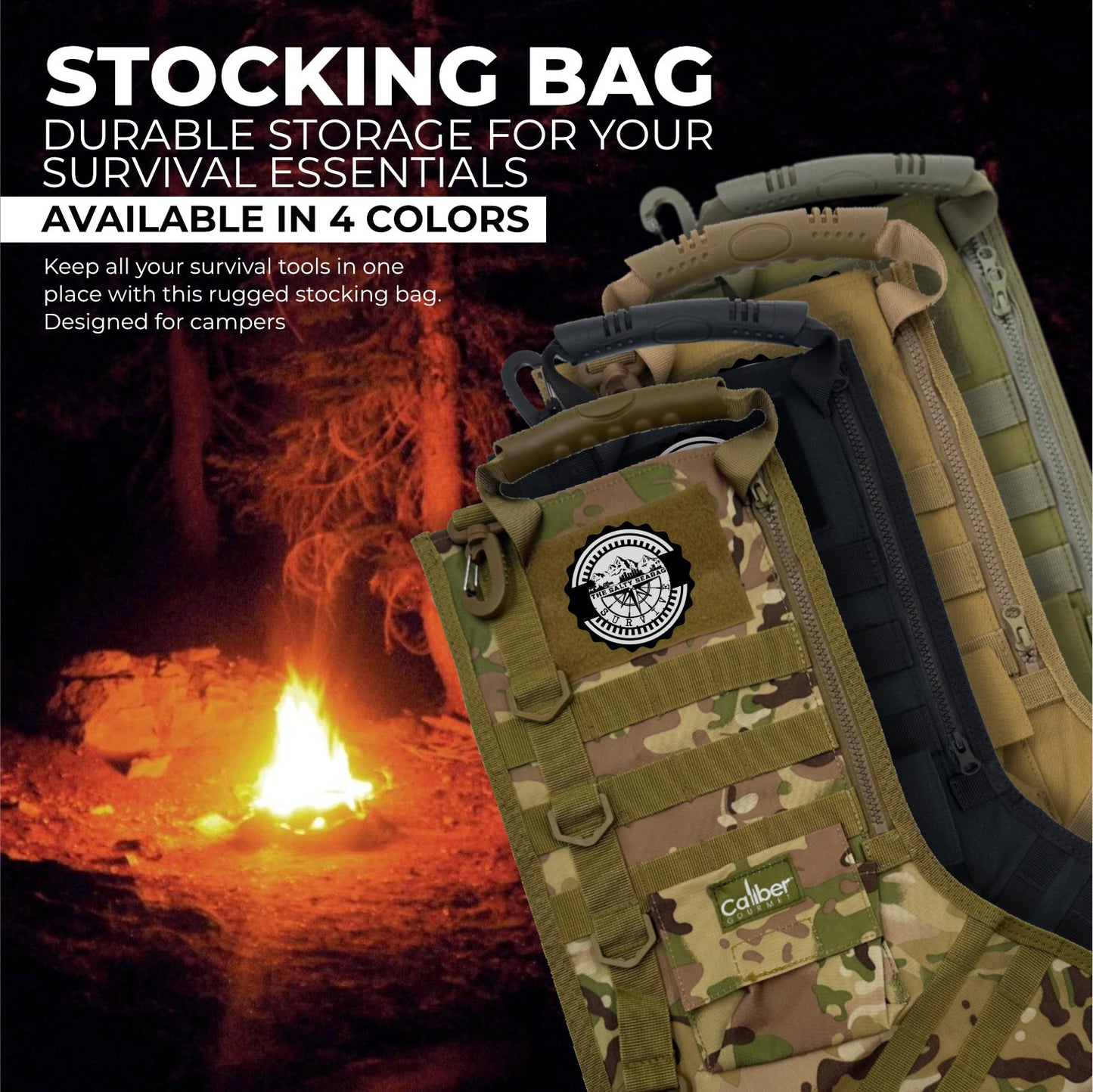 Military Christmas Stocking Black Camo, tan, green, salty seabag, 