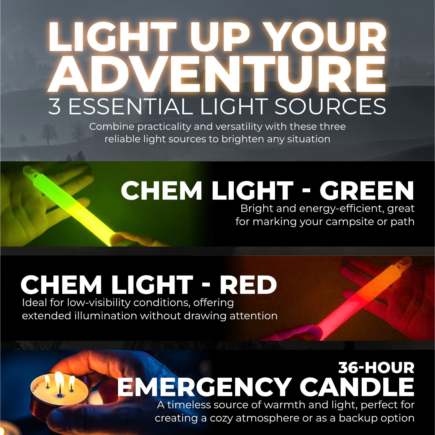 emergency preparedness, salty seabag, light source, glow stick