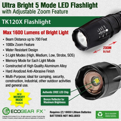 TK120X LED 18650 Tactical Flashlight